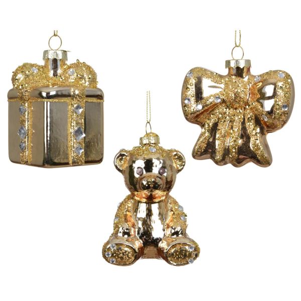 Christmas ornament CHARM GIFT H7cm, golden