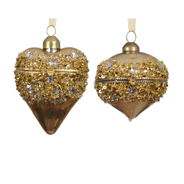Christmas ornament CHARM ONION D6.5cm, mix, golden