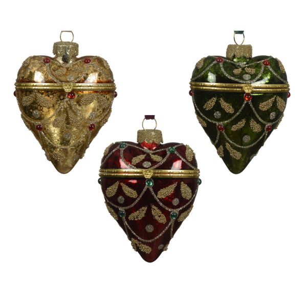 Christmas ornament SHINE OPEN HEART 9cm, glass, mix