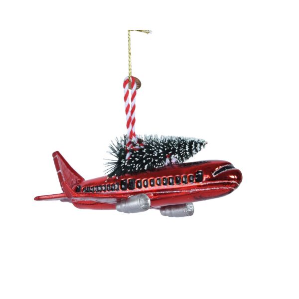Christmas ornament WISH PLANE 16cm, glass