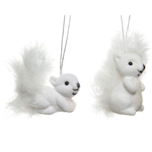 Christmas ornament WISH SQUIRREL 6cm, white, mix
