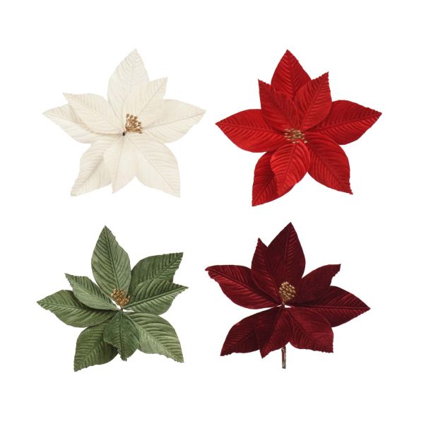 Poinsettia CHARM D25cm, with clip, mix