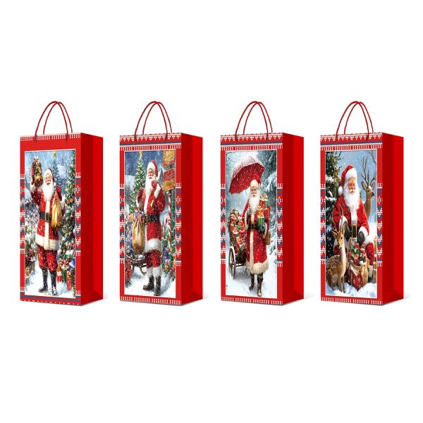 Kinkekott pudelile SANTA DAY, 12x36x9cm, mix