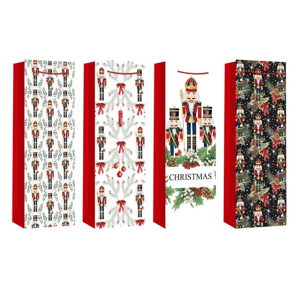 Kinkekott pudelile XMAS NUTCRACKER, 12x36x9cm, mix
