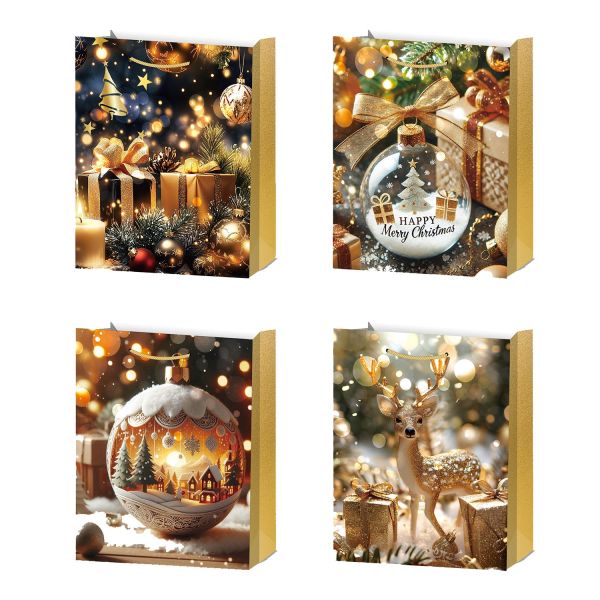 Kinkekott XMAS GOLD L, 31x40x12cm, mix