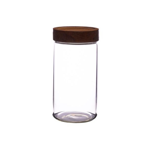 Klaaspurk RIVA D10xH20cm 1250ml akaatsiapuidust kaanega
