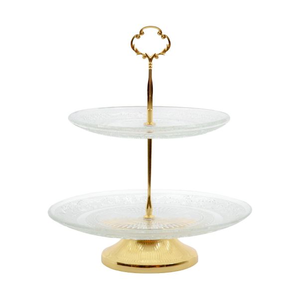 Korrusvaagen TRAY 2-ne D25.5xH30cm kuldne, klaas