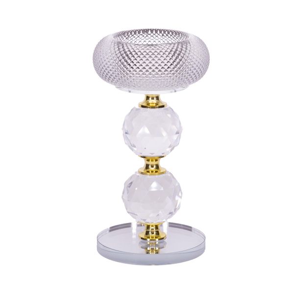 Küünlajalg CHANLE H14,5cm, valge ja peegliga