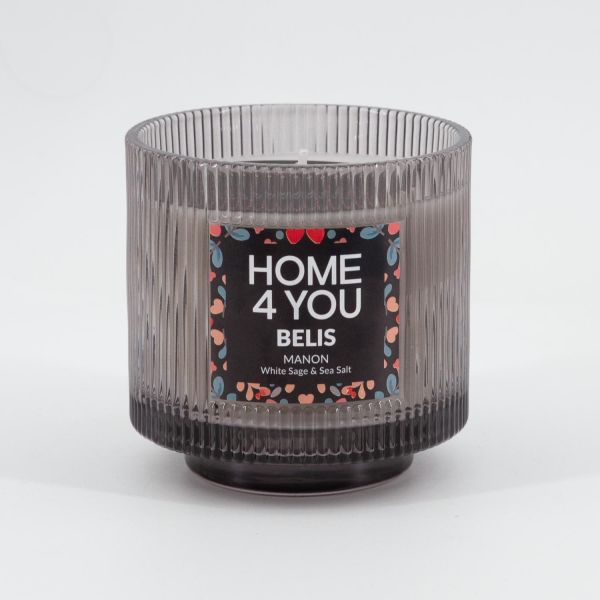 Candle BELIS MANON D7.9xH7.9cm, White Sage & Sea Salt