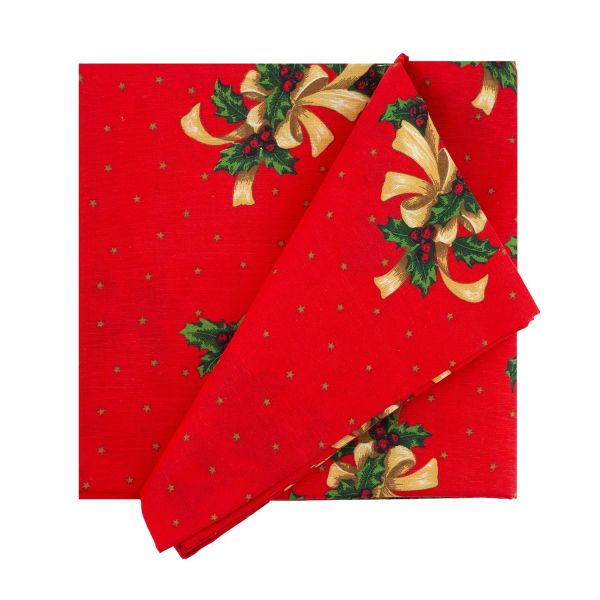 Table mat CHRISTMAS NEW 136x260cm, red bouquet