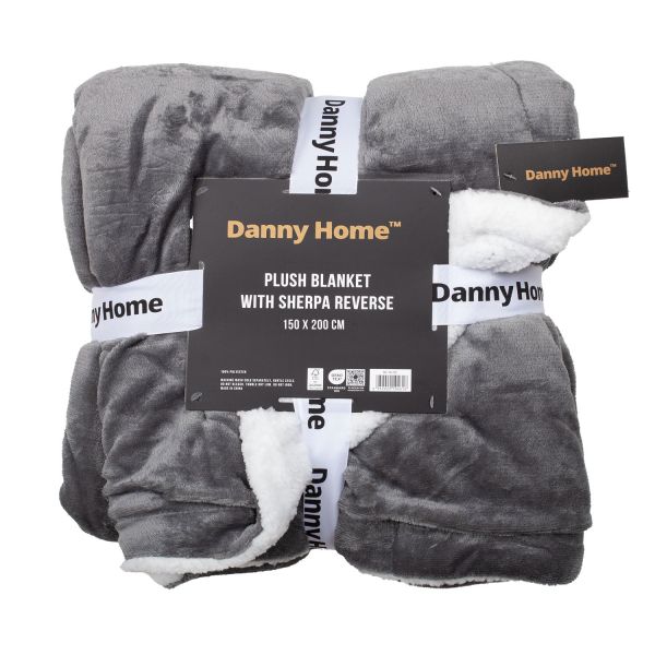 Blanket PLUSH SHERPA 150x200cm, grey