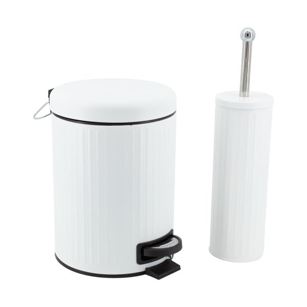 Prügikast 5L ja WC-hari TIDY komplekt, valge