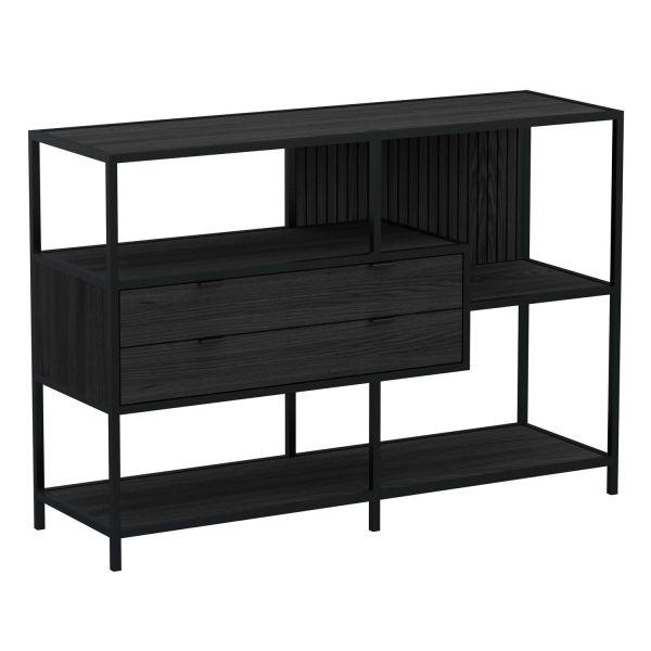 Книжный шкаф SEAFORD 114x35xH78 см, черный, с ящиками