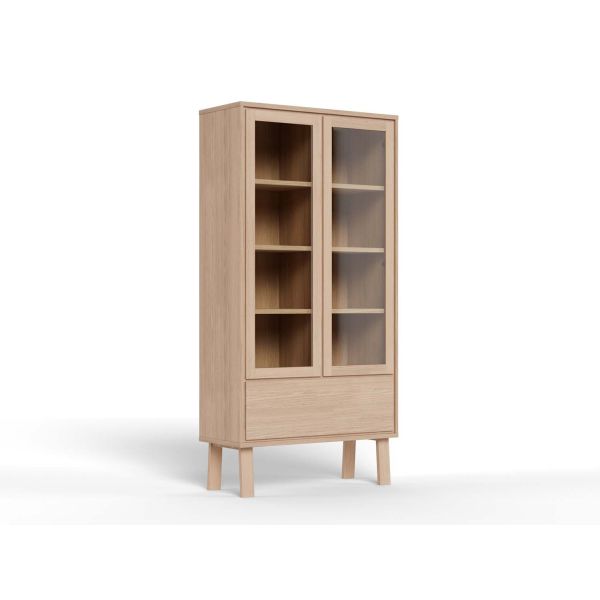 Display cabinet LAMBERTH 90x35xH180cm, light oak