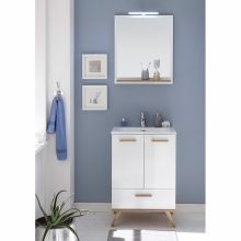 Bathroom set with washbasin 923 white/oak, LED