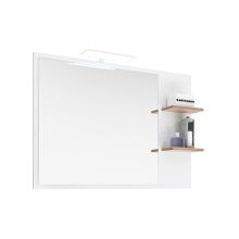 Bathroom mirror with shelves 09, 100x15,5x74,5cm, white / oak