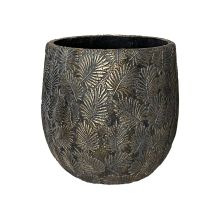 Lillepott SUNNY CEDAR D34xH33cm, tumehall/kuldne