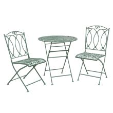 Balcony set MINT table and 2 chairs, antique green metal