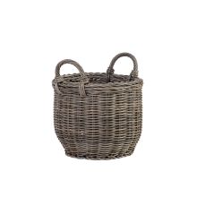 Basket WICKER with handles D34xH26/34cm, grey
