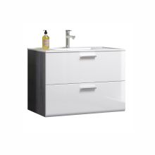 Washbasin cabinet with washbasin RIVA 82x47xH59cm, white high gloss/smoke grey