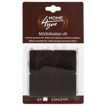 Мебельные накладки для защиты пола 43x43мм x 4шт, чёрный, войлочные