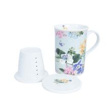 Mug MIA FLORA H10,5cm 300ml with a sieve in a gift box