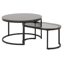 Coffee tables 2pcs SPIRO D70xH42cm, 70x40xH33cm, black