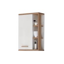 Ülemine vannitoakapp 923, 50,5x20,5xH74,5cm, valge/tamm