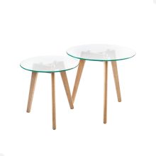 Side tables HELENA 2pcs set D40xH40cm, D50xH45cm, glass