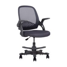 Kids desk chair EMMY with footrest, grey