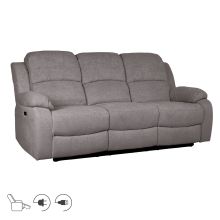 Recliner sofa FELICIA 3-seater with electric mechanism, grey