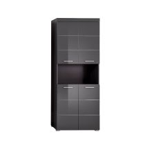 Bathroom cabinet AMANDA 73x31xH190cm, grey high gloss/grey