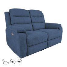 Recliner sofa MIMI 2-seater with electric mechanism, blue