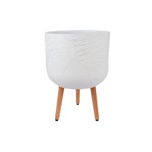 Lillepott SKY FERN D37xH52.3cm, valge, puidust jalgadega