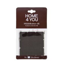 Мебельные накладки для защиты пола 28x28мм x 9шт, чёрный, войлочные