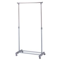 Clothes hanger trolley FRANK 83x43xH93.5-168cm, silver/chrome