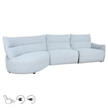 Corner sofa CANNES LC electric recliner, light grey