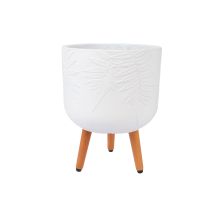 Lillepott SKY FERN D30xH39.5cm, valge, puidust jalgadega