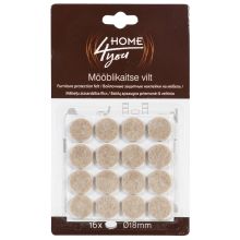 Мебельные накладки для защиты пола D18мм x 16шт, бежевый, войлочные