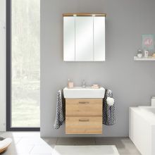 Bathroom set with washbasin 919 oak, LED, with mirror cabinet