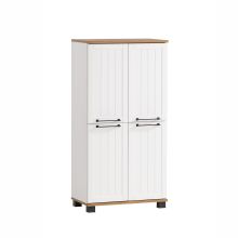 Bathroom cabinet JELDA 60x33xH117cm, oak/matte white