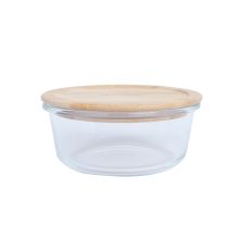 Kauss BOXY D15xH6cm 620ml, klaas, bambusest kaanega