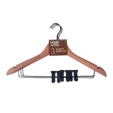 Cloth hangers 3pcs, with clips, brown