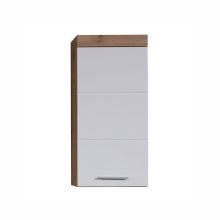 Wall cabinet AMANDA 37x23xH77cm, white gloss/oak