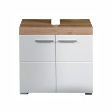 Washbasin cabinet AMANDA 60x34xH56cm, white gloss/oak
