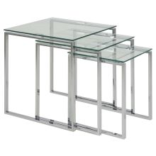 Coffee tables 3pcs KATRINE 36x36xH45cm, 43x43xH50cm, 50x50xH55cm, glass