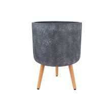 Lillepott SKY EDEN D37xH52.3cm, tumehall, puidust jalgadega