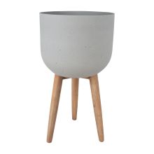 Кашпо SANDSTONE на деревянных ножках D40xH73,5см, серый