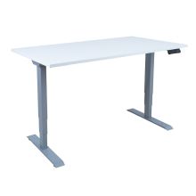 Письменный стол ERGO с 2-мя моторами 140x80xH60-125см, серовато-белый/серебристо-серый