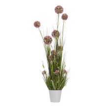 Искусственный цветок IN GARDEN H120см, фиолетовый аллиум, трава в горшке